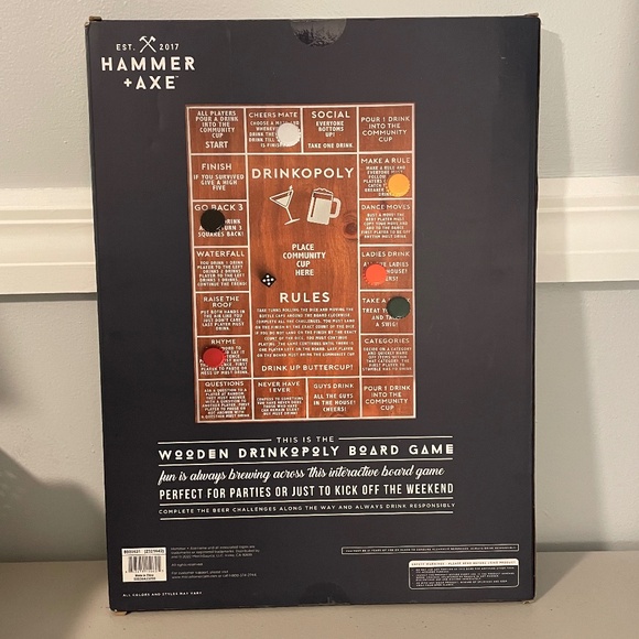 NIB Hammer & Axe Drinkopoly (Wooden) 21+Game - Picture 2 of 3